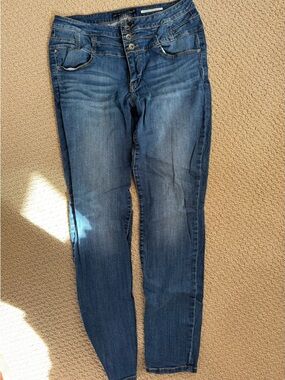 Lovesick Women's Dark Blue Skinny Jeans with Button Fly